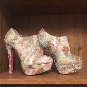 Betsey Johnson Floral Ankle Heels